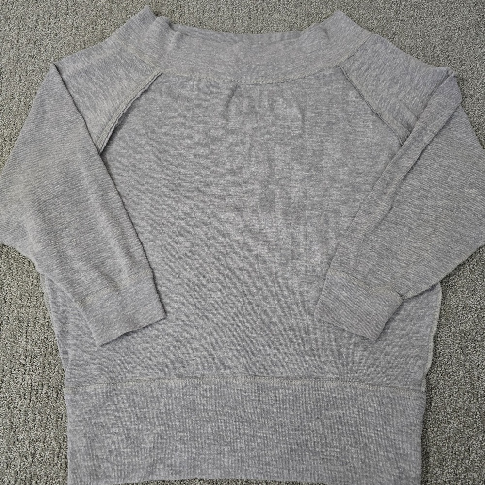 We The Free Gray Pullover Off Shoulder Sweatshirt Top Size L Casual Boho